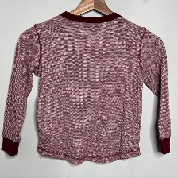 Old Navy Boys Size XS 5 Burgundy Waffle Long Sleeve Top Shirt Crewneck Casual - Picture 2 of 10